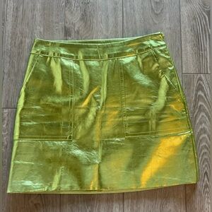 4th & Reckless Metallic Green Skirt